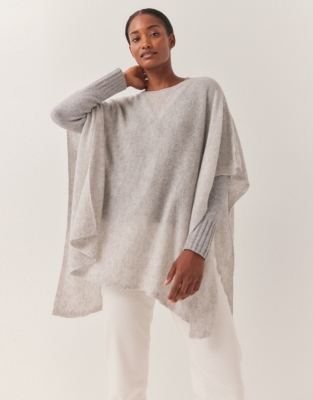 Cashmere Layering Poncho - Pale Grey Marl