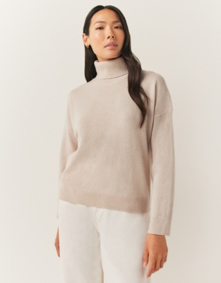 Cashmere Oversized Roll Neck Jumper - Alabaster