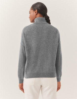 Cashmere Oversized Roll Neck Jumper - Pewter