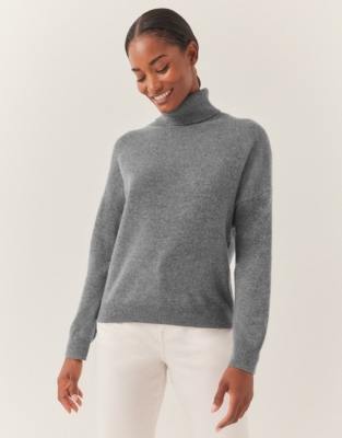 Cashmere Oversized Roll Neck Jumper - Pewter