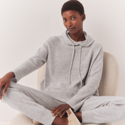 Borg Oversized Side Zip Hoodie Loungewear The White Company UK