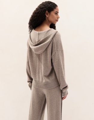 Cashmere Rib Detail Overlap Detail Hoodie