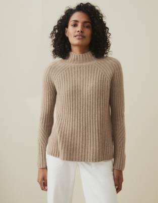 Cashmere Rib Funnel-Neck Sweater | Sweaters & Cardigans | The White ...