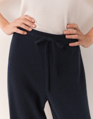 Cashmere Rib Trim Wide Leg Joggers