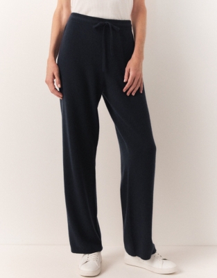 Cashmere Rib Trim Wide Leg Joggers