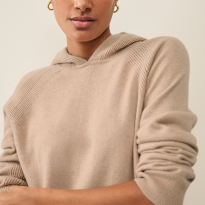 Cashmere Ribbed Detail Hoodie