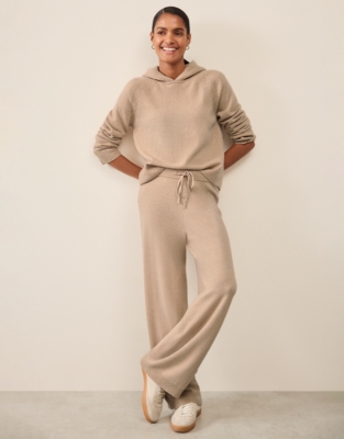 Cashmere Ribbed Detail Hoodie