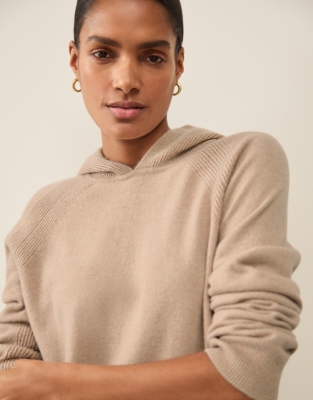 Cashmere Ribbed Detail Hoodie