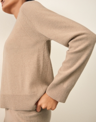 Cashmere Ribbed Detail Hoodie