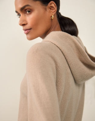 Cashmere Ribbed Detail Hoodie