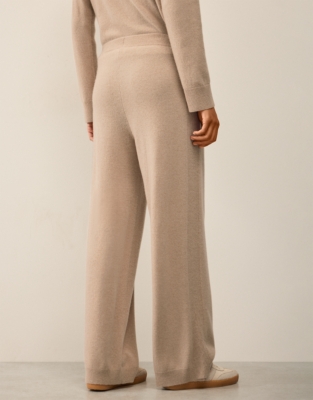 Cashmere Ribbed Detail Wide Leg Joggers