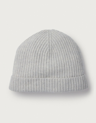 Cashmere Ribbed Hat - Pale Grey Marl