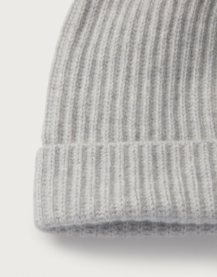 Cashmere Ribbed Hat - Pale Grey Marl