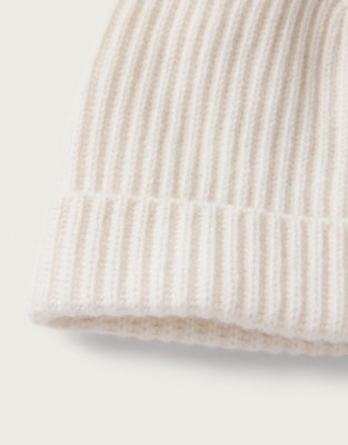 Cashmere Ribbed Hat - Porcelain