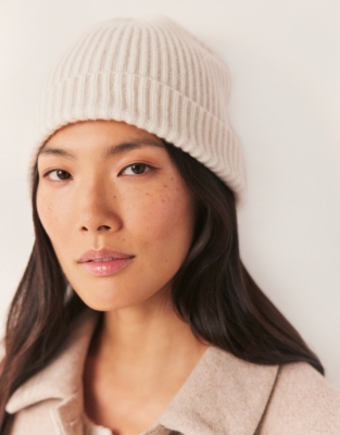 Cashmere Ribbed Hat - Porcelain