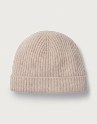 Cashmere Ribbed Hat - Camel Marl