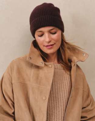 Cashmere Ribbed Hat - Oxblood