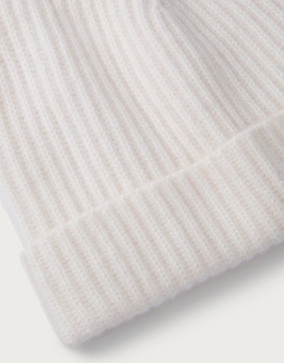 Cashmere Ribbed Hat - Porcelain