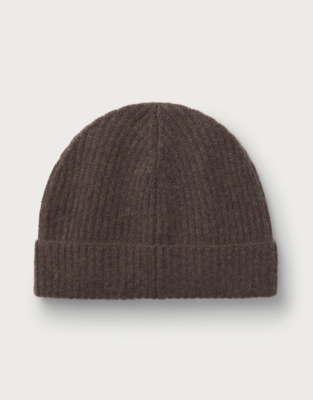 Cashmere Ribbed Hat - Milk Chocolate Marl