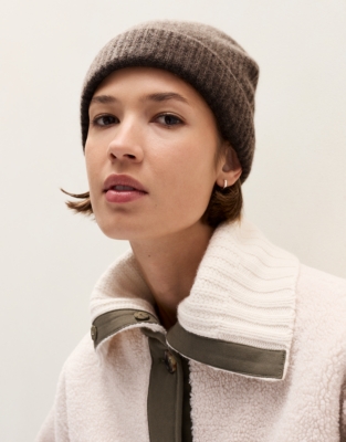 Cashmere Ribbed Hat - Milk Chocolate Marl