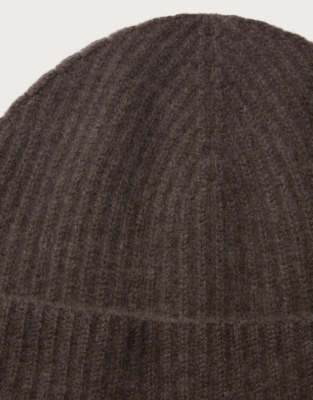 Cashmere Ribbed Hat - Milk Chocolate Marl