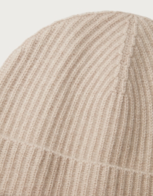 Cashmere Ribbed Hat - Natural Marl