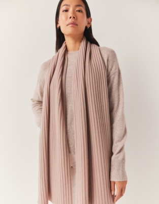 Cashmere Ribbed Scarf - Soft Rose