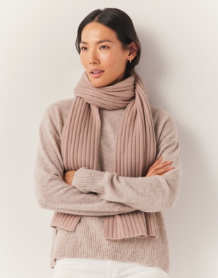 Cashmere Ribbed Scarf - Soft Rose