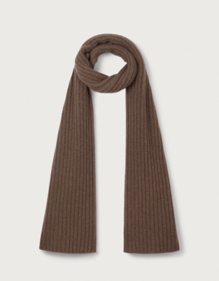 Cashmere Ribbed Scarf - Clay