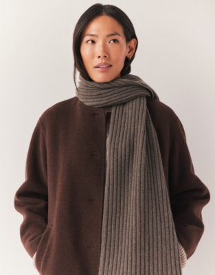 Cashmere Ribbed Scarf - Clay