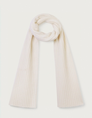 Cashmere Ribbed Scarf - Porcelain
