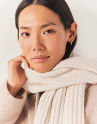 Cashmere Ribbed Scarf - Porcelain