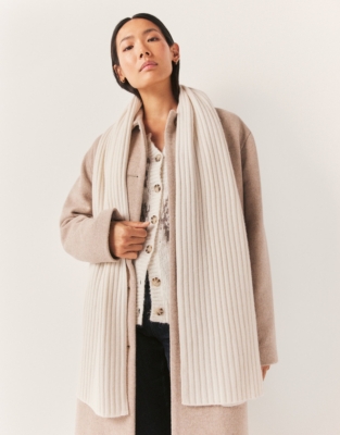 Cashmere Ribbed Scarf - Porcelain