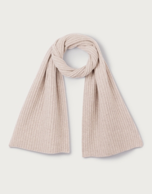 Cashmere Ribbed Scarf - Mid Taupe Marl