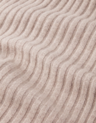 Cashmere Ribbed Scarf - Mid Taupe Marl