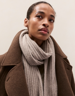 Cashmere Ribbed Scarf - Rye Marl