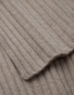 Cashmere Ribbed Scarf - Rye Marl