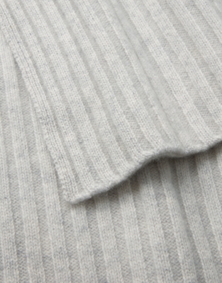 Cashmere Ribbed Scarf - Pale Grey Marl
