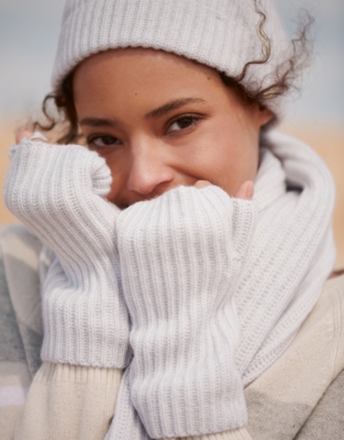 Cashmere Ribbed Wrist Warmers All Clothing Sale The White Company US