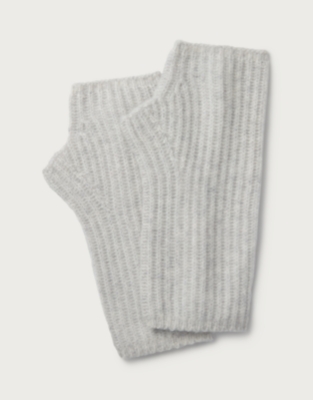 Cashmere Ribbed Wristwarmer - Pale Grey Marl