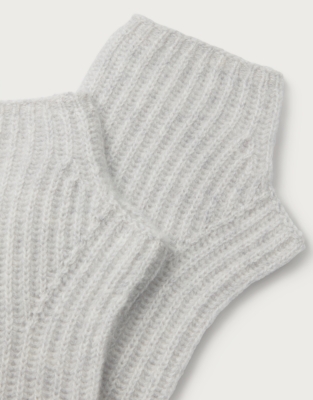 Cashmere Ribbed Wristwarmer - Pale Grey Marl