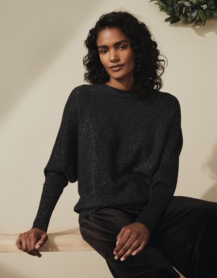 Cashmere-Rich Sparkle Batwing Jumper | Clothing Sale | The White Company UK