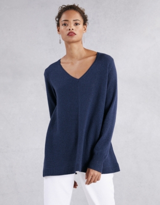 Cashmere-Rich Sparkle Swing V-Neck Jumper | Clothing Sale | The White ...