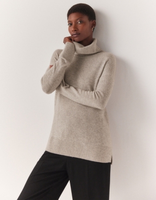 Grey cashmere outlet roll neck jumper