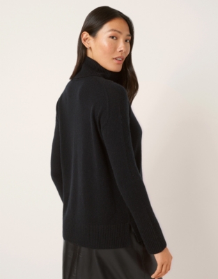 Cashmere Roll Neck Jumper - Black