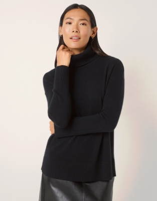 Cashmere Roll Neck Jumper - Black