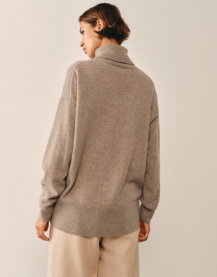 Cashmere Roll Neck Jumper - Hot Chocolate