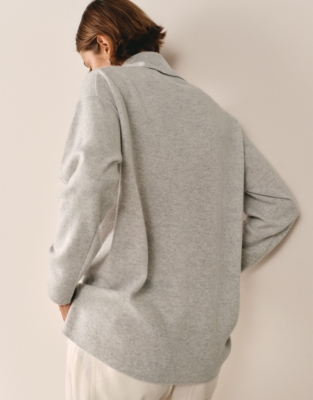 Cashmere Roll Neck Jumper - Pale Grey Marl