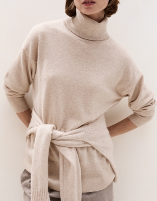 Cashmere Rollneck Jumper - Natural Marl