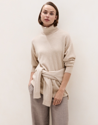 Cashmere Rollneck Jumper - Natural Marl